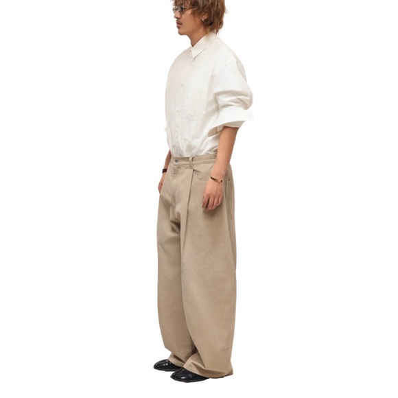 6cRAyon Khaki Herringbone Wide Leg Trousers Streetwear Medium - NWT🤎 - Picture 2 of 11